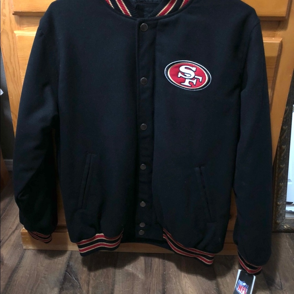 San Francisco 49ers Black Embroidered Wool Jacket